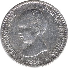 50 céntimos Plata 1889 *89 Alfonso XIII MP M.  - 1