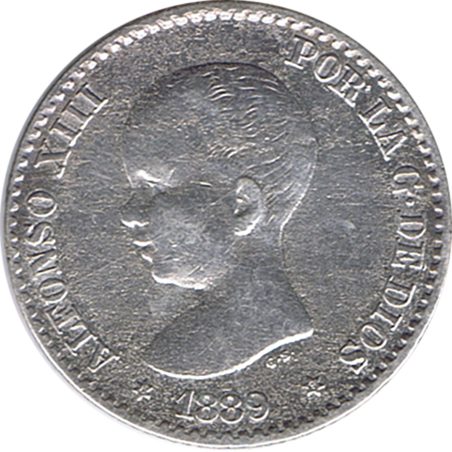 50 céntimos Plata 1889 *89 Alfonso XIII MP M.  - 1