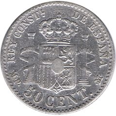 50 céntimos Plata 1889 *89 Alfonso XIII MP M.