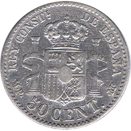 50 céntimos Plata 1889 *89 Alfonso XIII MP M.