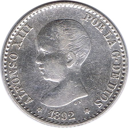 50 céntimos Plata 1892 *92 Alfonso XIII PG M.  - 1