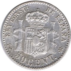 50 céntimos Plata 1892 *92 Alfonso XIII PG M.