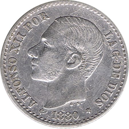 50 céntimos Plata 1880 *80 Alfonso XII MS M.  - 1