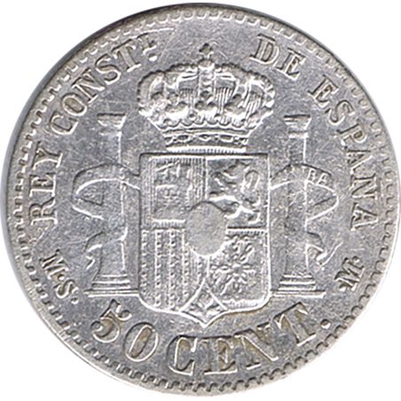 50 céntimos Plata 1880 *80 Alfonso XII MS M.