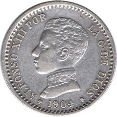 50 céntimos Plata 1904 *04 Alfonso XIII SM V.  - 1