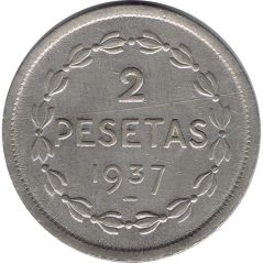 Moneda 2 pesetas 1937 Gobierno de Euzkadi.
