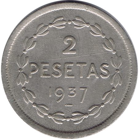 Moneda 2 pesetas 1937 Gobierno de Euzkadi.