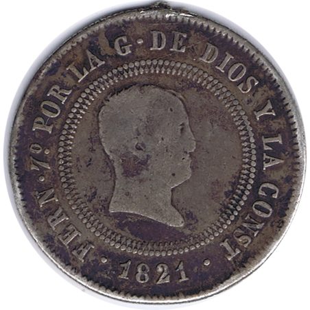 Moneda de plata 10 Reales 1821 Fernando VII.  - 1