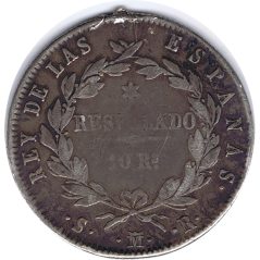 Moneda de plata 10 Reales 1821 Fernando VII.