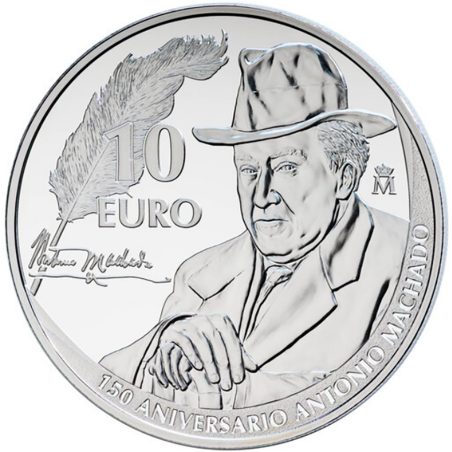 Moneda 2025 150º aniversario Antonio Machado. 10 euros. Plata