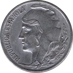 Moneda 5 céntimos 1937 República Española.