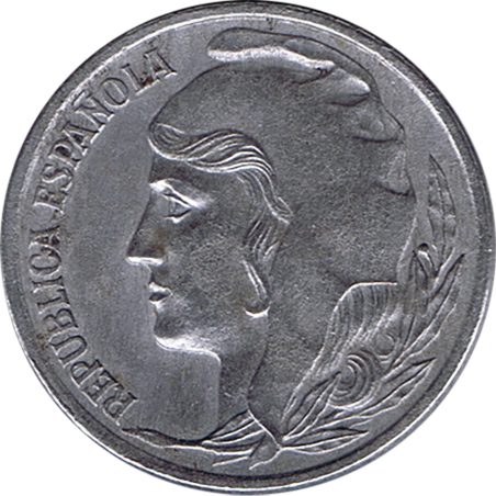 Moneda 5 céntimos 1937 República Española.