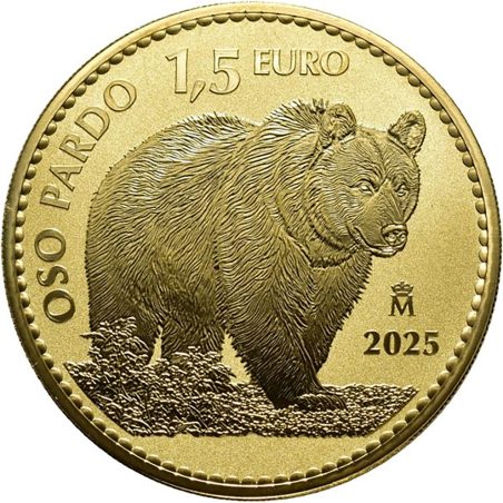 Moneda 2024 Onza de oro 1.5€ Oso Pardo.  - 1