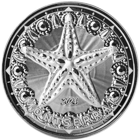 Moneda onza de plata 2$ Montserrat Estrella Mar 2024
