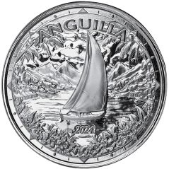 Moneda onza de plata 2$ Anguila Barco Velero 2024
