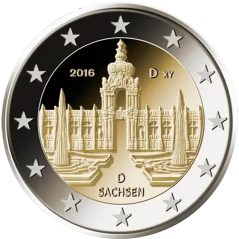 moneda conmemorativa 2 euros Alemania 2016 Sachsen. Ceca F  - 1