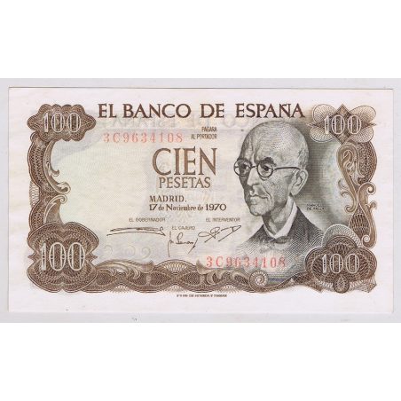 (1970/11/17) Madrid. 100 Pesetas. EBC- Reverso Verde  - 1