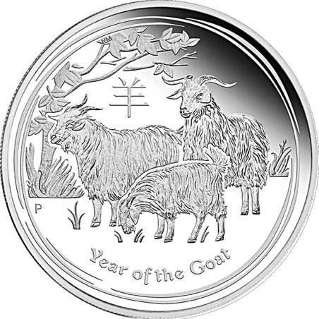 Moneda onza de plata 1$ Australia Lunar Cabra 2015  - 2
