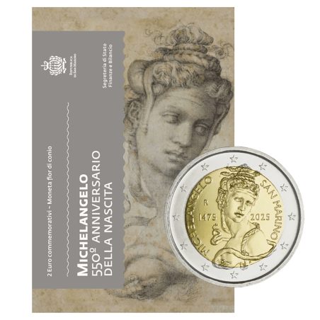 moneda conmemorativa 2 euros San Marino 2025 Michelangelo