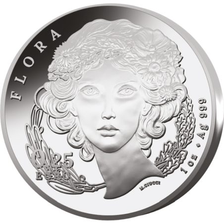 Moneda onza de plata Italia 0,25 Euros 2025 Flora.  - 1