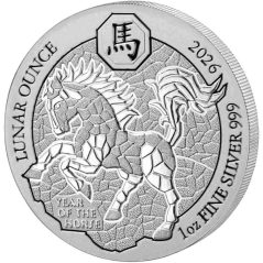 Moneda onza de plata 50 Francos Ruanda 2026 Caballo Año Lunar  - 1