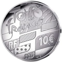 Francia 10€ 2025 Tour France. Mapa de Recorrido. Plata