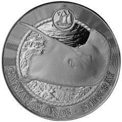 Moneda onza de plata 1$ Cayman Islands 2025 Manta Raya.  - 1