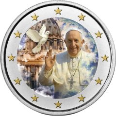 moneda 2 euros Papa Francisco. Paloma 2025. Color  - 1
