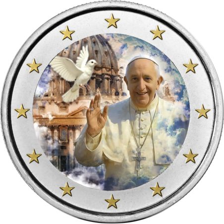moneda 2 euros Papa Francisco. Paloma 2025. Color  - 1
