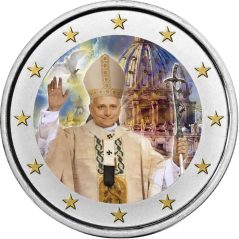 moneda 2 euros color Papa León XVI 2025  - 1