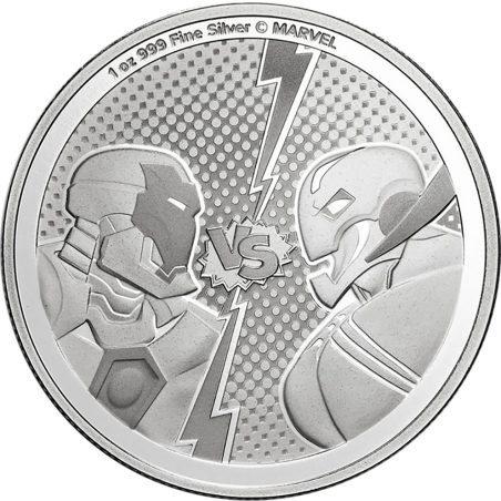 Moneda onza de plata 2$ Niue Iron Man contra Ultron 2025.  - 1