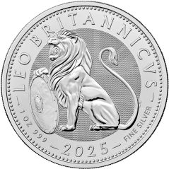 Moneda onza de plata 2 pounds Inglaterra 2025 León Británico  - 1