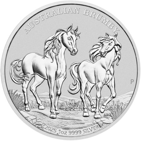 Moneda onza de plata 1$ Australia Caballos Brumby 2025  - 1