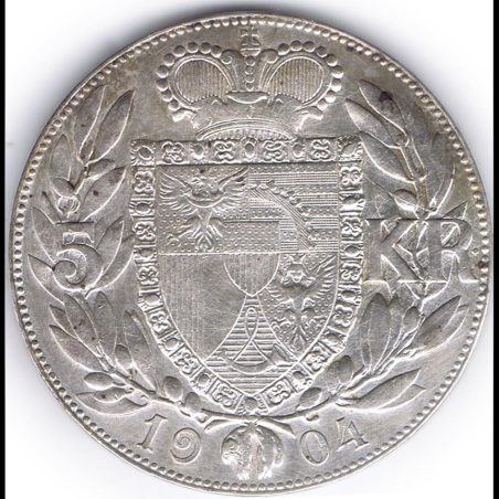 Moneda de plata Liechtenstein 5 kronen 1904 Johann II