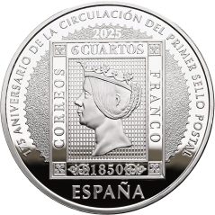 Moneda 2025 75º aniversario Primer Sello en España. 10 euros Plata