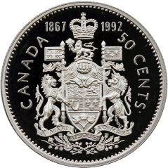 Moneda de Canadá 50 Cents. 125 Aniversario 1867-1992. Niquel  - 1