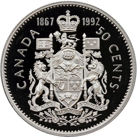 Moneda de Canadá 50 Cents. 125 Aniversario 1867-1992. Niquel  - 1