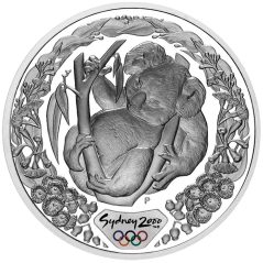 Moneda onza de plata 5$ Australia Sydney 2000. Koala. Estuche.  - 1