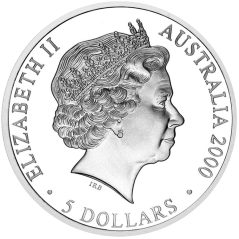 Moneda onza de plata 5$ Australia Sydney 2000. Emu. Estuche.