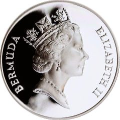 Moneda de plata 2 Dolares Bermuda 1991 Garza Amarilla.