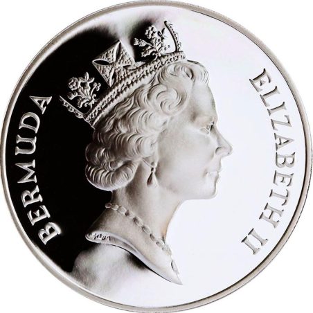 Moneda de plata 2 Dolares Bermuda 1991 Garza Amarilla.