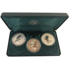 Colección 3 Monedas onza de plata 1$ Australia Kookaburra.  - 1