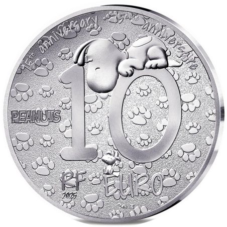 Francia 10€ 2025 75 Aniversario Snoopy. Plata Proof.