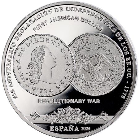 Moneda 2025 250 aniversario EEUU. First Dollar. 10 euros Plata  - 1