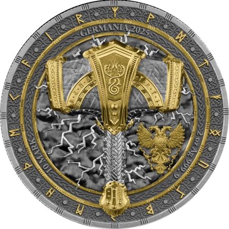 Moneda 2 onzas de Plata 10 Mark Alemania 2025 Martillo de Thor.  - 1