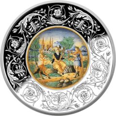 Moneda onza de plata 5 Euro Malta 2025 Juicio de Midas. Porcelana  - 1