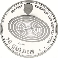 Moneda de plata Holanda 10 Gulden 1999 Milenium.  - 1