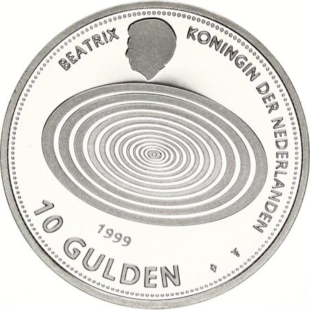 Moneda de plata Holanda 10 Gulden 1999 Milenium.  - 1