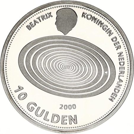 Moneda de plata Holanda 10 Gulden 1999 Milenium.