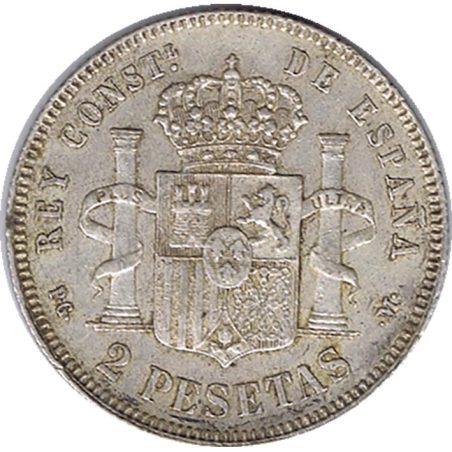 2 Pesetas Plata 1892 *92 Alfonso XIII PG M.